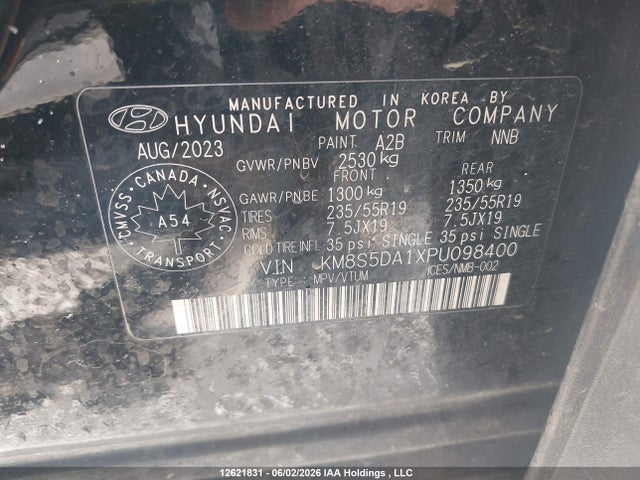 12621831 :رقم المزاد ، KM8S5DA1XPU098400 vin ، 2023 Hyundai Santa Fe Luxury Hybrid Awd مزاد بيع