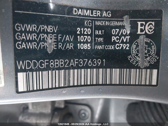 12621849 :رقم المزاد ، WDDGF8BB2AF376391 vin ، 2010 Mercedes-benz C 300 4matic مزاد بيع