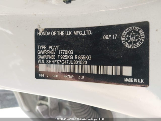 SHHFK7G47JU301520 Honda Civic Sport