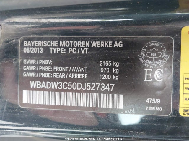 Продаж на аукціоні авто 2013 Bmw 328i, vin: WBADW3C50DJ527347, номер лоту: 12621879