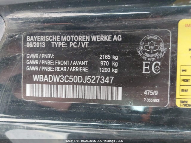 Продаж на аукціоні авто 2013 Bmw 328i, vin: WBADW3C50DJ527347, номер лоту: 12621879