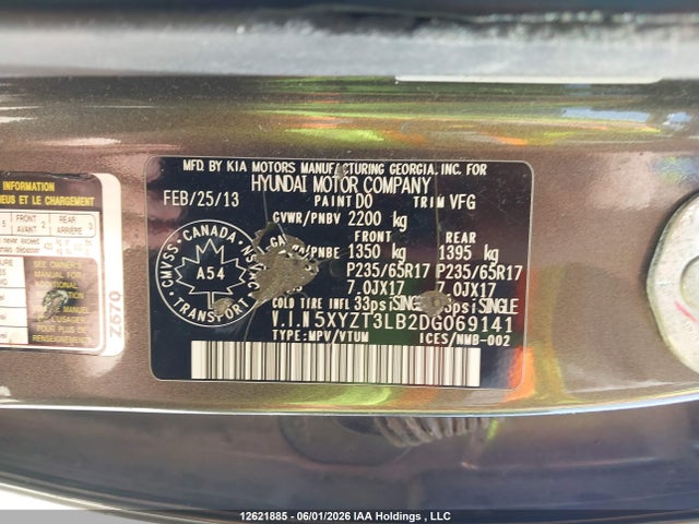 Продаж на аукціоні авто 2013 Hyundai Santa Fe Sport, vin: 5XYZT3LB2DG069141, номер лоту: 12621885