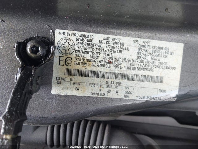 2013 Ford Focus Se მანქანა იყიდება აუქციონზე, vin: 1FADP3F26DL154360, აუქციონის ნომერი: 12621929