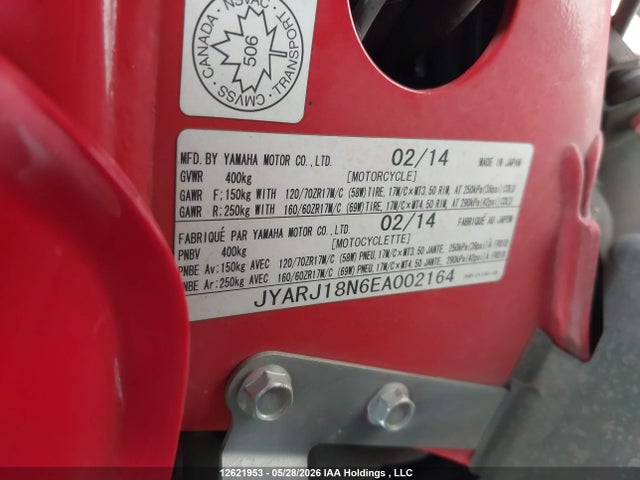 Yamaha Fz6 R 2014 JYARJ18N6EA002164 Image 10