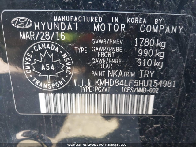 Aukcja sprzedaży 2017 Hyundai Elantra Gl, vin: KMHD84LF5HU154981, numer aukcji: 12621968