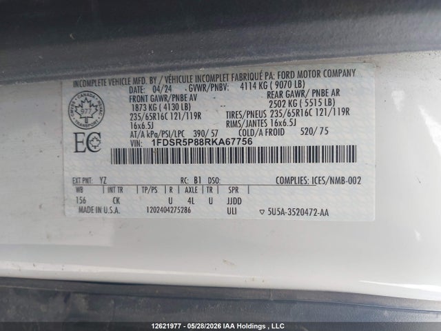 Ford Transit T-250 2024 1FDSR5P88RKA67756 Image 9