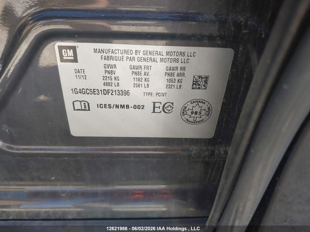2013 Buick Lacrosse Eassist Luxury Group მანქანა იყიდება აუქციონზე, vin: 1G4GC5E31DF213396, აუქციონის ნომერი: 12621986