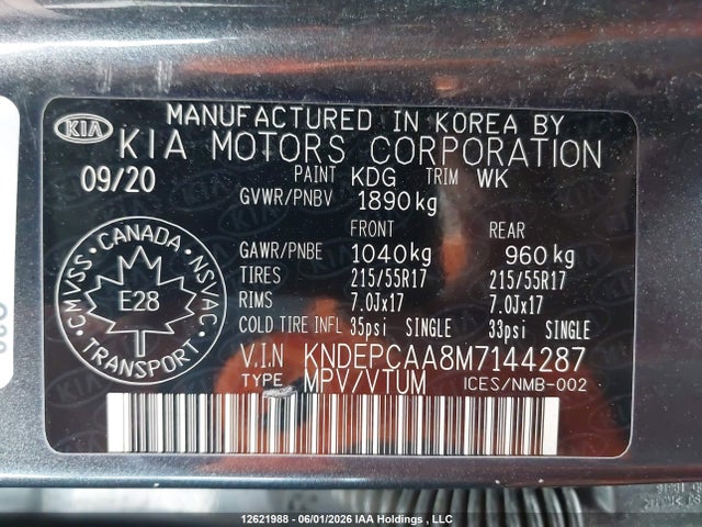 2021 Kia Seltos Lx მანქანა იყიდება აუქციონზე, vin: KNDEPCAA8M7144287, აუქციონის ნომერი: 12621988