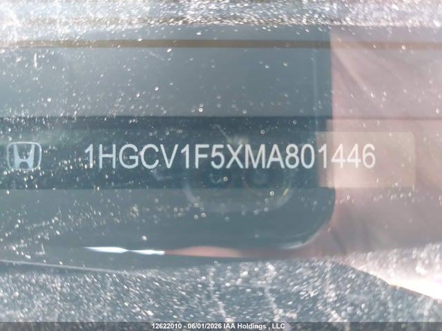 2021 Honda Accord მანქანა იყიდება აუქციონზე, vin: 1HGCV1F5XMA801446, აუქციონის ნომერი: 12622010