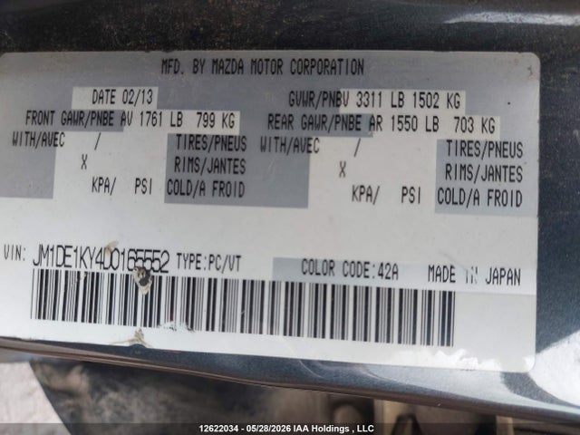 Продаж на аукціоні авто 2013 Mazda Mazda2, vin: JM1DE1KY4D0165552, номер лоту: 12622034