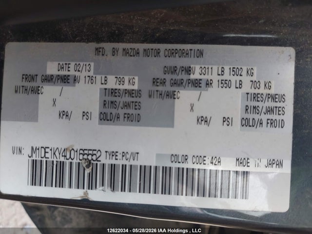 Продаж на аукціоні авто 2013 Mazda Mazda2, vin: JM1DE1KY4D0165552, номер лоту: 12622034