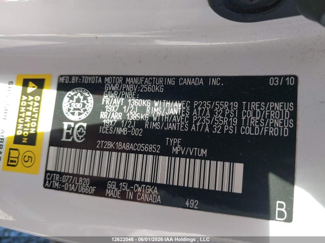 Продажа на аукционе авто 2010 Lexus Rx 350, vin: 2T2BK1BA8AC056852, номер лота: 12622046