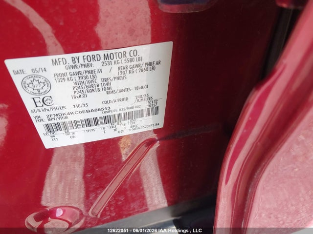 Aukcja sprzedaży 2014 Ford Edge Limited, vin: 2FMDK4KC0EBA66513, numer aukcji: 12622051