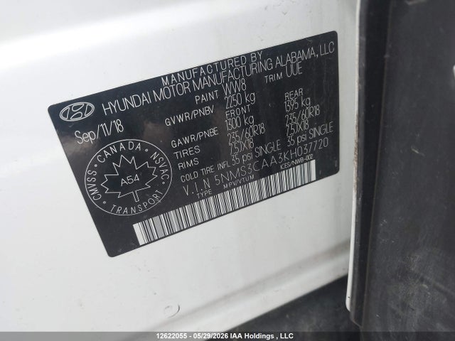 5NMS3CAA3KH037720 Hyundai Santa Fe Sel/sel Plus