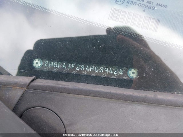 2010 Honda Civic Dx/dx-a მანქანა იყიდება აუქციონზე, vin: 2HGFA1F28AH039424, აუქციონის ნომერი: 12610062