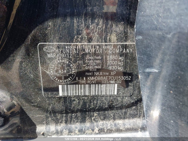 Aukcja sprzedaży 2012 Hyundai Elantra Touring Gl/gls/gls Sport/l, vin: KMHDB8AE7CU153052, numer aukcji: 12613184