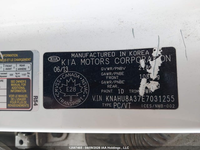 KNAHU8A37E7031255 KIA Rondo Ex/ex Luxury/se