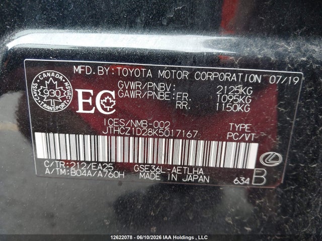JTHCZ1D28K5017167 Lexus IS 350