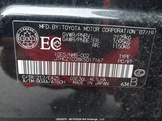JTHCZ1D28K5017167 Lexus IS 350
