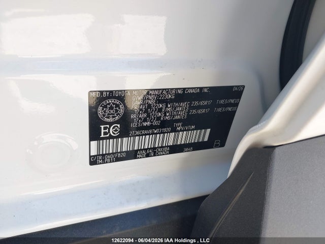 2026 Toyota Rav4 Le მანქანა იყიდება აუქციონზე, vin: 2T36CRAV8TW031920, აუქციონის ნომერი: 12622094