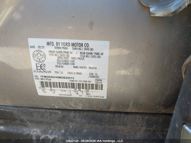 Ford EXPLORER XLT 2021 1FMSK8DH0MGB22013 Image 19