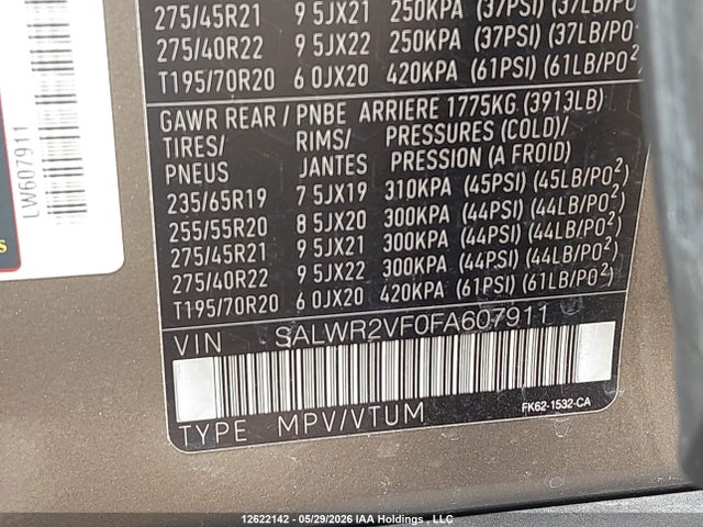 Aukcja sprzedaży 2015 Land Rover Range Rover Sport Sc, vin: SALWR2VF0FA607911, numer aukcji: 12622142