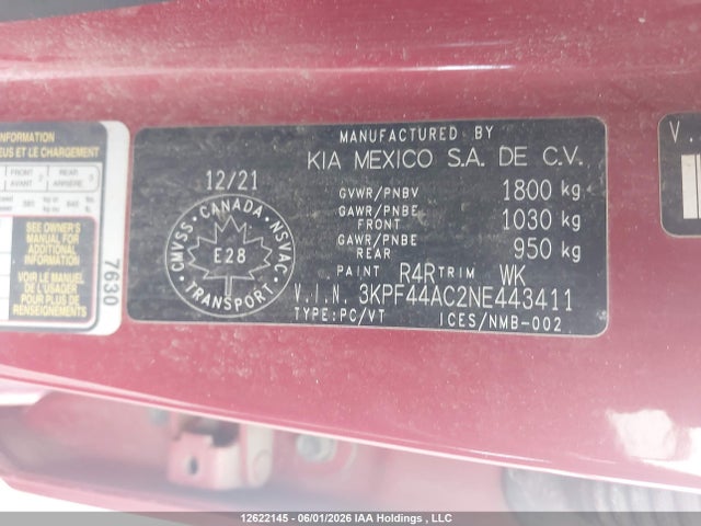 KIA Forte Gt Limited 2022 3KPF44AC2NE443411 Image 9