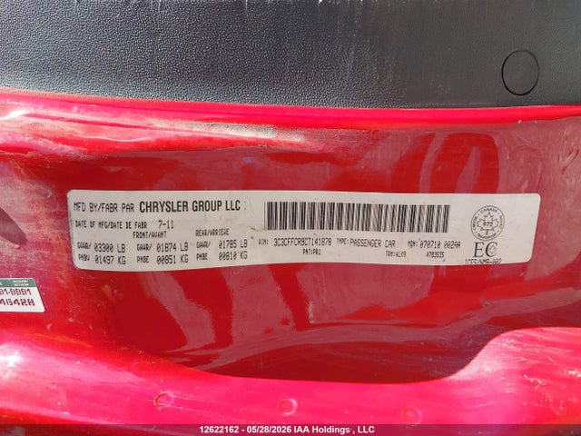 Продаж на аукціоні авто 2012 Fiat 500 Lounge, vin: 3C3CFFCR9CT141878, номер лоту: 12622162