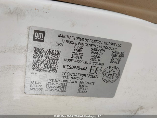 Chevrolet Express 2500 Work Van 2024 1GCWGAFP0R1281871 Image 18