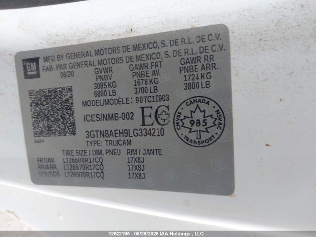 3GTN8AEH9LG334210 GMC SIERRA 1500