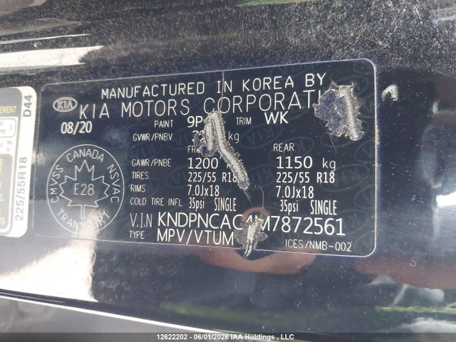 12622202 :رقم المزاد ، KNDPNCAC4M7872561 vin ، 2021 Kia Sportage Ex Premium S/ex S مزاد بيع