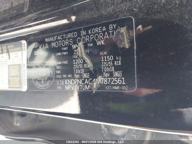 12622202 :رقم المزاد ، KNDPNCAC4M7872561 vin ، 2021 Kia Sportage Ex Premium S/ex S مزاد بيع