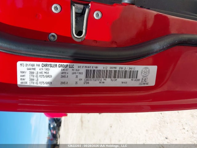 2012 Ram 1500 Slt მანქანა იყიდება აუქციონზე, vin: 1C6RD7GT7CS273716, აუქციონის ნომერი: 12622203