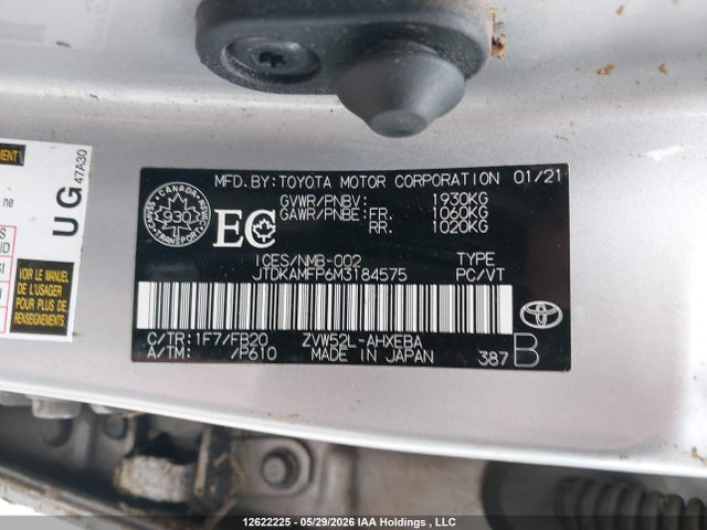 Aukcja sprzedaży 2021 Toyota Prius Prime, vin: JTDKAMFP6M3184575, numer aukcji: 12622225