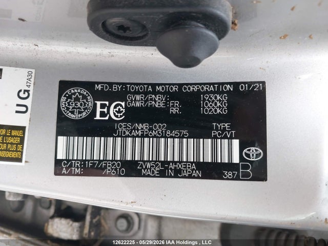 Aukcja sprzedaży 2021 Toyota Prius Prime, vin: JTDKAMFP6M3184575, numer aukcji: 12622225