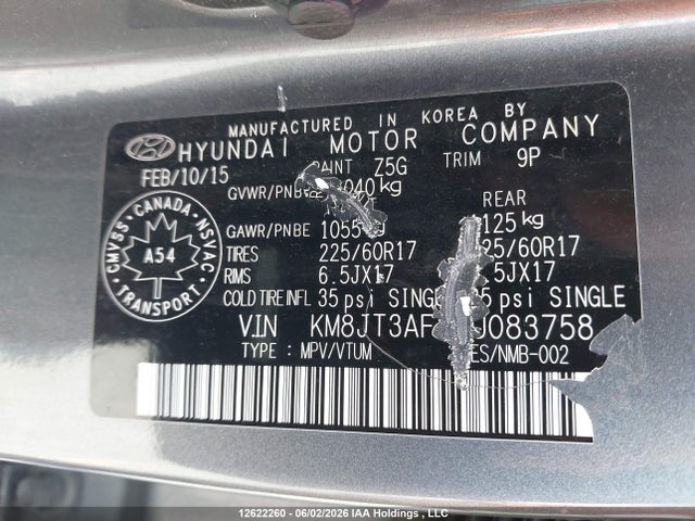 Aukcja sprzedaży 2015 Hyundai Tucson, vin: KM8JT3AF3FU083758, numer aukcji: 12622260