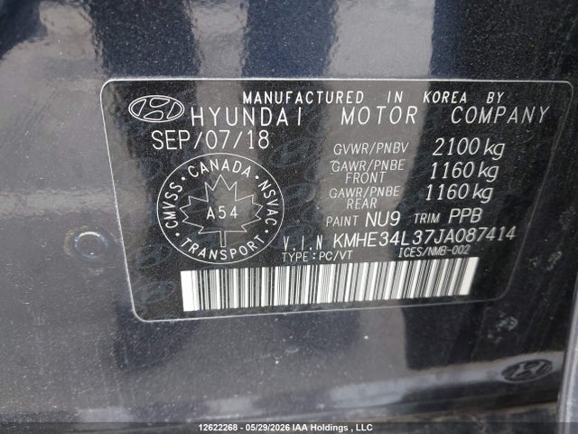 Продажа на аукционе авто 2018 Hyundai Sonata Hybrid Hybrid, vin: KMHE34L37JA087414, номер лота: 12622268