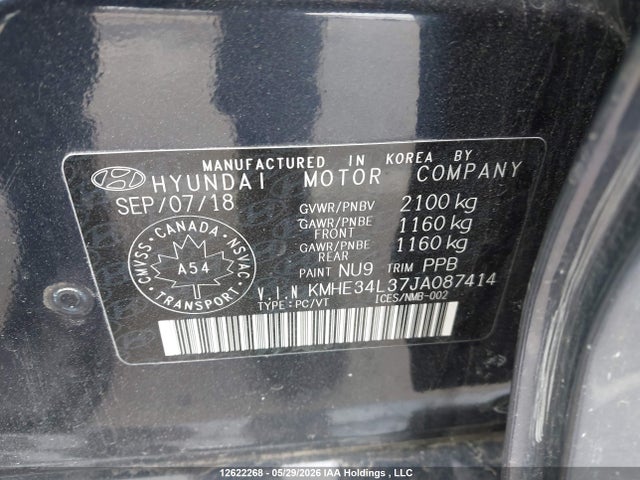 Продажа на аукционе авто 2018 Hyundai Sonata Hybrid Hybrid, vin: KMHE34L37JA087414, номер лота: 12622268