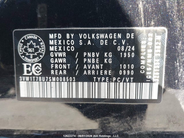 Продажа на аукционе авто 2025 Volkswagen Jetta Gli Autobahn, vin: 3VW1T7BU7SM008503, номер лота: 12622274