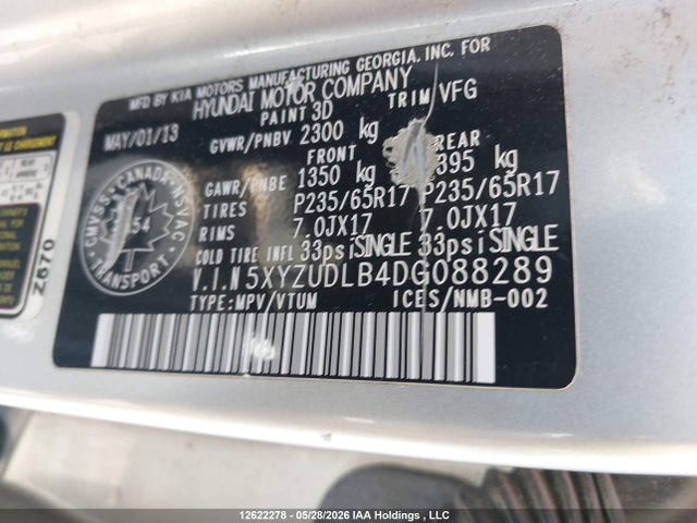 Продаж на аукціоні авто 2013 Hyundai Santa Fe Sport, vin: 5XYZUDLB4DG088289, номер лоту: 12622278