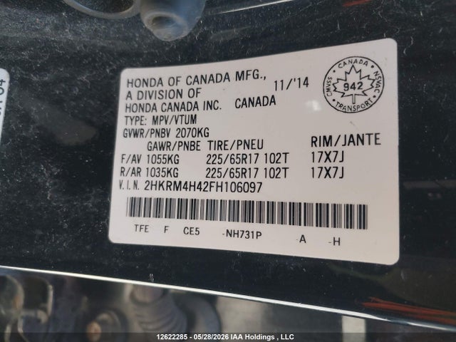 Honda CR-V SE 2015 2HKRM4H42FH106097 Image 16