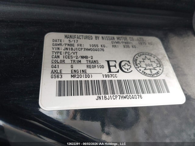 Продажа на аукционе авто 2017 Nissan Rogue Sport S/sv/sl, vin: JN1BJ1CP7HW004076, номер лота: 12622291