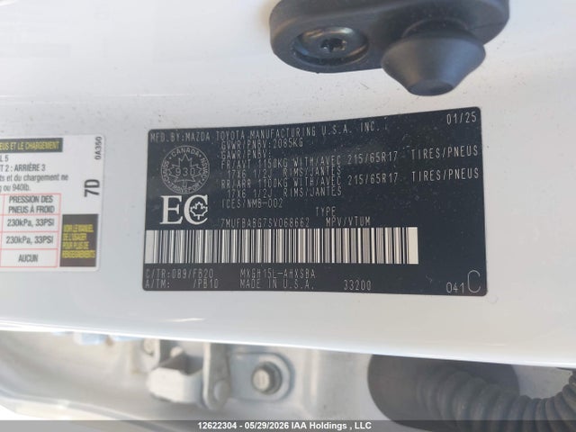 12622304 :رقم المزاد ، 7MUFBABG7SV068662 vin ، 2025 Toyota Corolla Cross Hybrid Se مزاد بيع