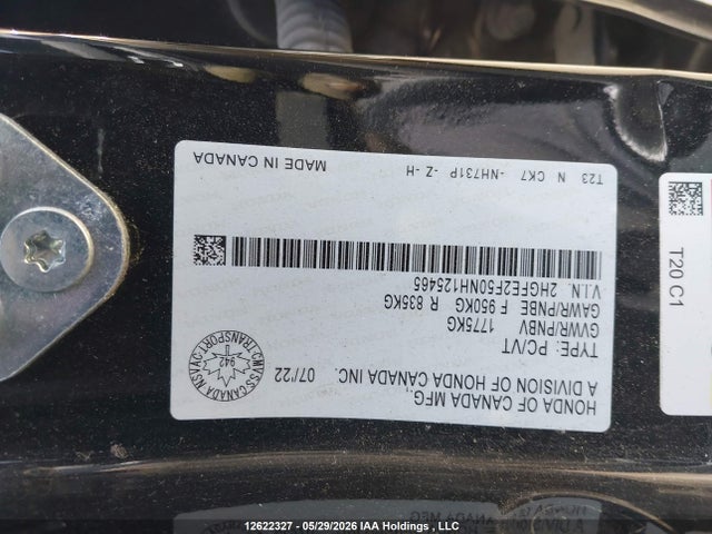 2HGFE2F50NH125465 Honda Civic Sport