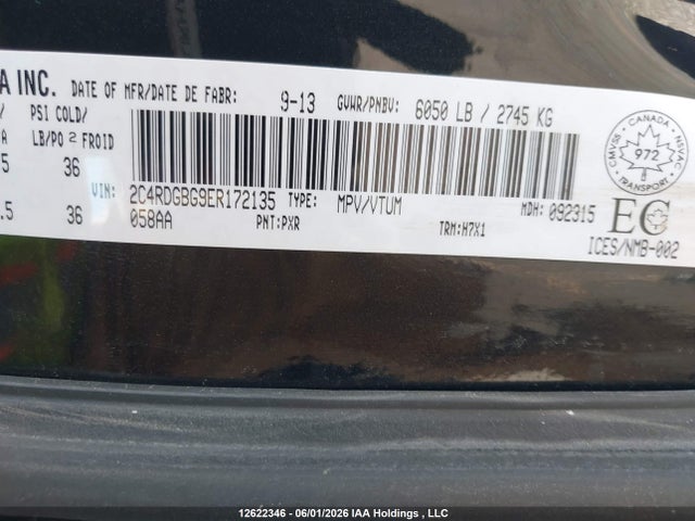 Продаж на аукціоні авто 2014 Dodge Grand Caravan Se/sxt, vin: 2C4RDGBG9ER172135, номер лоту: 12622346
