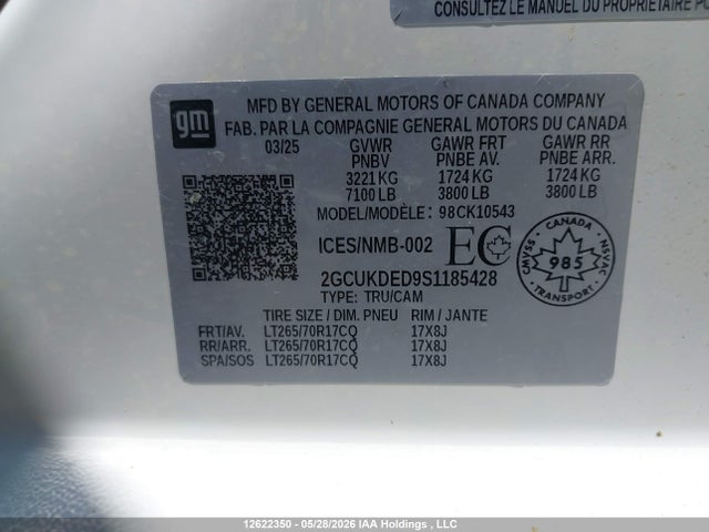 2GCUKDED9S1185428 Chevrolet Silverado K1500 Lt