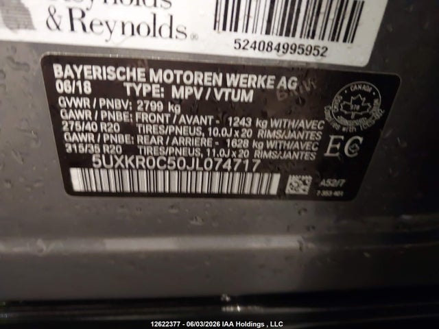 5UXKR0C50JL074717 BMW X5 Xdrive35i