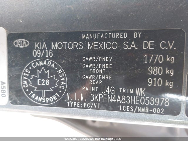 Aukcja sprzedaży 2017 Kia Forte Ex/ex Luxury/ex+/sx, vin: 3KPFN4A83HE053978, numer aukcji: 12622392