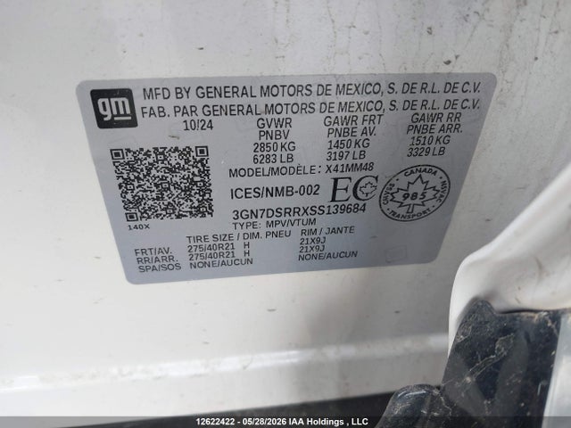 12622422 :رقم المزاد ، 3GN7DSRRXSS139684 vin ، 2025 Chevrolet Equinox Rs مزاد بيع