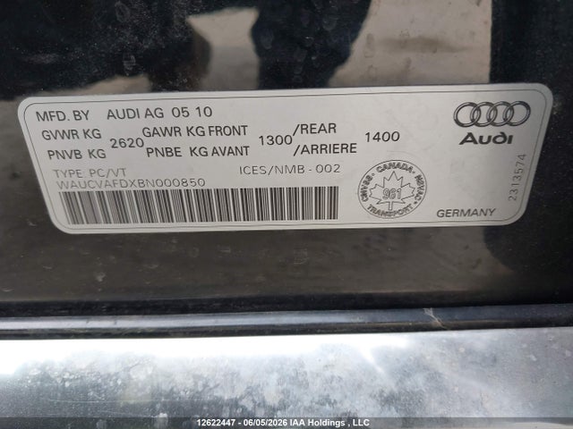 Aukcja sprzedaży 2011 Audi A8 Quattro, vin: WAUCVAFDXBN000850, numer aukcji: 12622447
